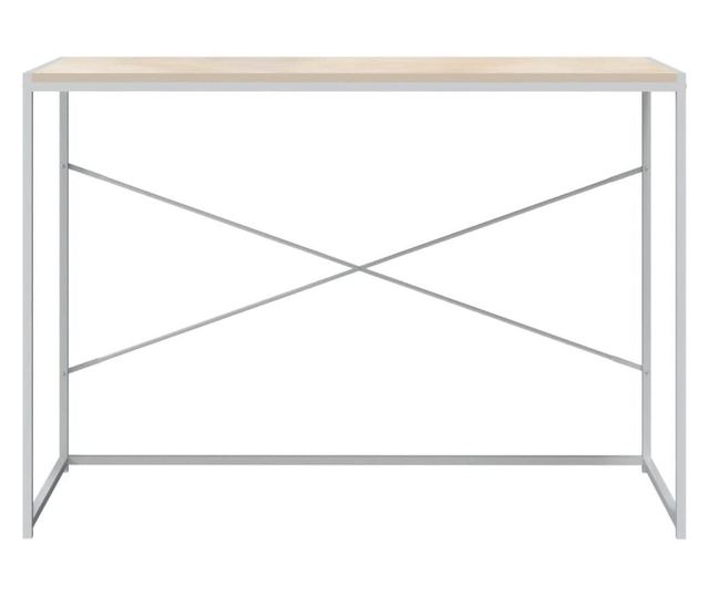 Stol za računalo bijeli i boja hrasta 110x60x70 cm od iverice