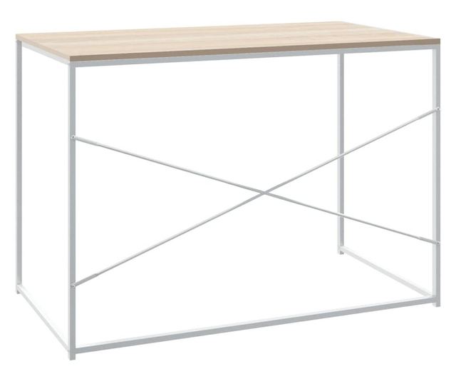 Stol za računalo bijeli i boja hrasta 110x60x70 cm od iverice