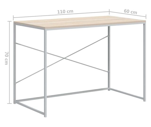 Stol za računalo bijeli i boja hrasta 110x60x70 cm od iverice