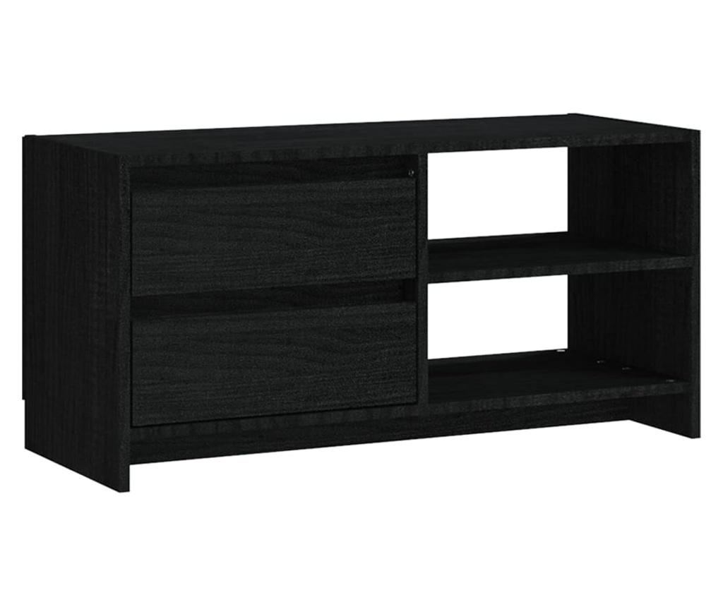 TV ormarić crni 80 x 31 x 39 cm od masivne borovine - 2