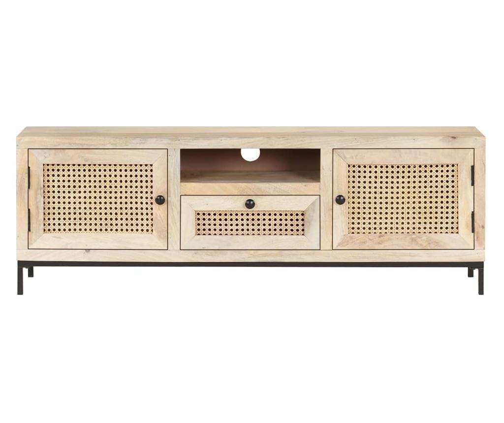 TV ormarić 120x30x40 cm od masivnog drva manga i prirodne trske - 5