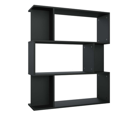 Bibliotecă/Separator cameră, negru, 80x24x96 cm, PAL