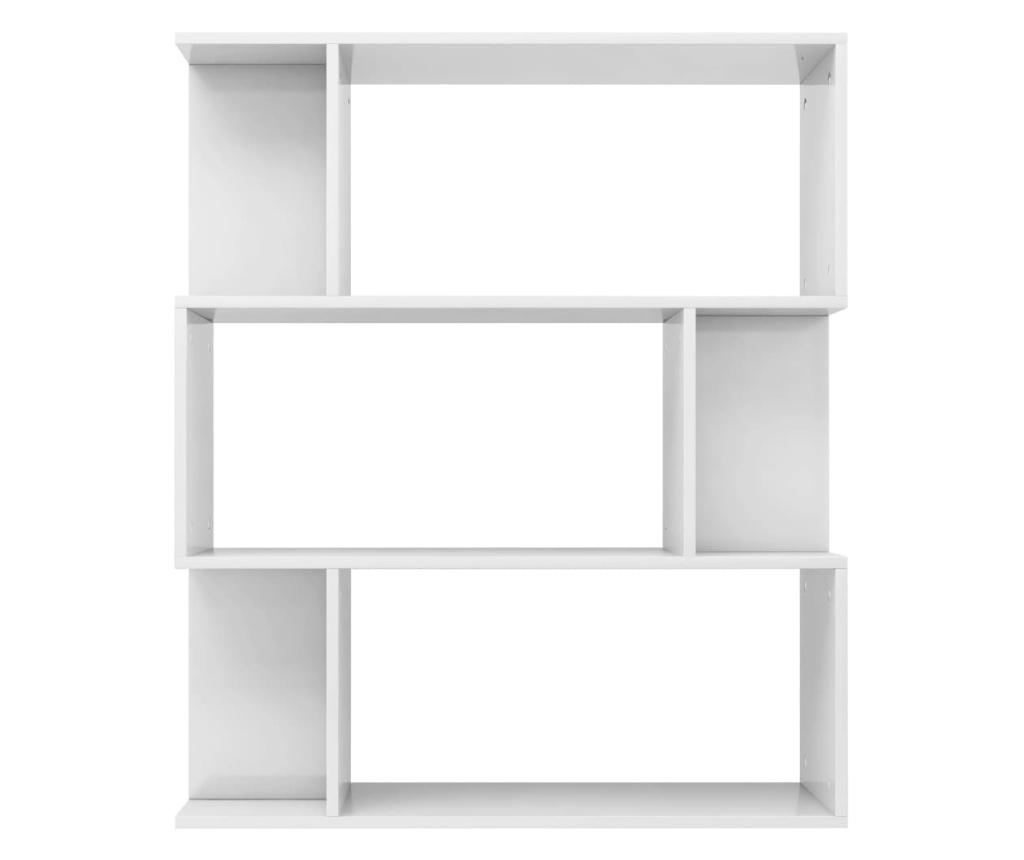 magasfényű fehér könyvszekrény/térelválasztó 80x24x96 cm - 13