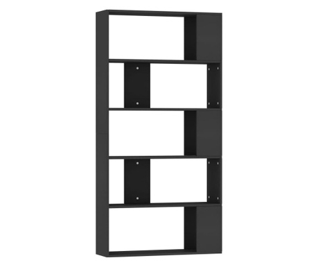Bibliotecă/Separator cameră, negru, 80x24x159 cm, PAL