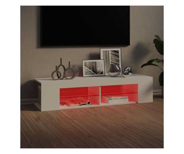 TV ormarić s LED svjetlima bijeli 135 x 39 x 30 cm