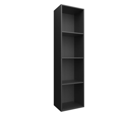 Библиотека/ТВ шкаф, черна, 36x30x143 см, ПДЧ
