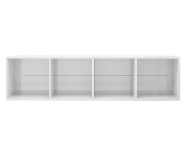 magasfényű fehér forgácslap könyv-/TV-szekrény 36 x 30 x 143 cm