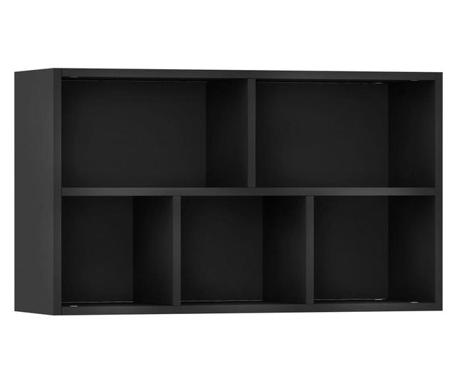 fekete forgácslap könyv-/tálalószekrény 50 x 25 x 80 cm
