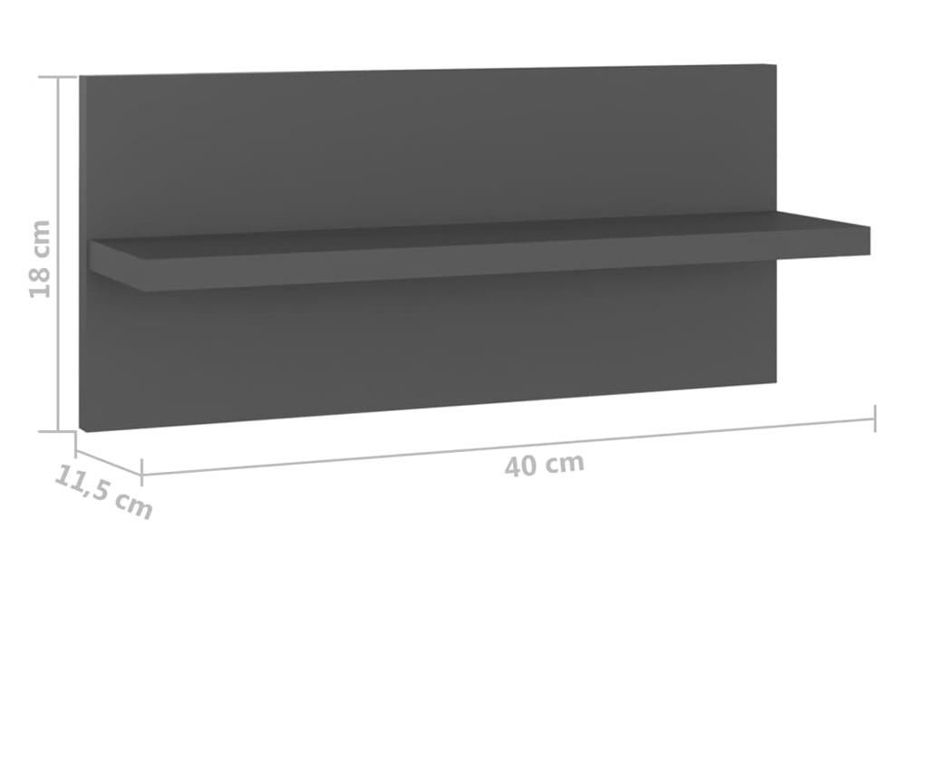 4 db szürke forgácslap fali polc 40 x 11,5 x 18 cm - 18