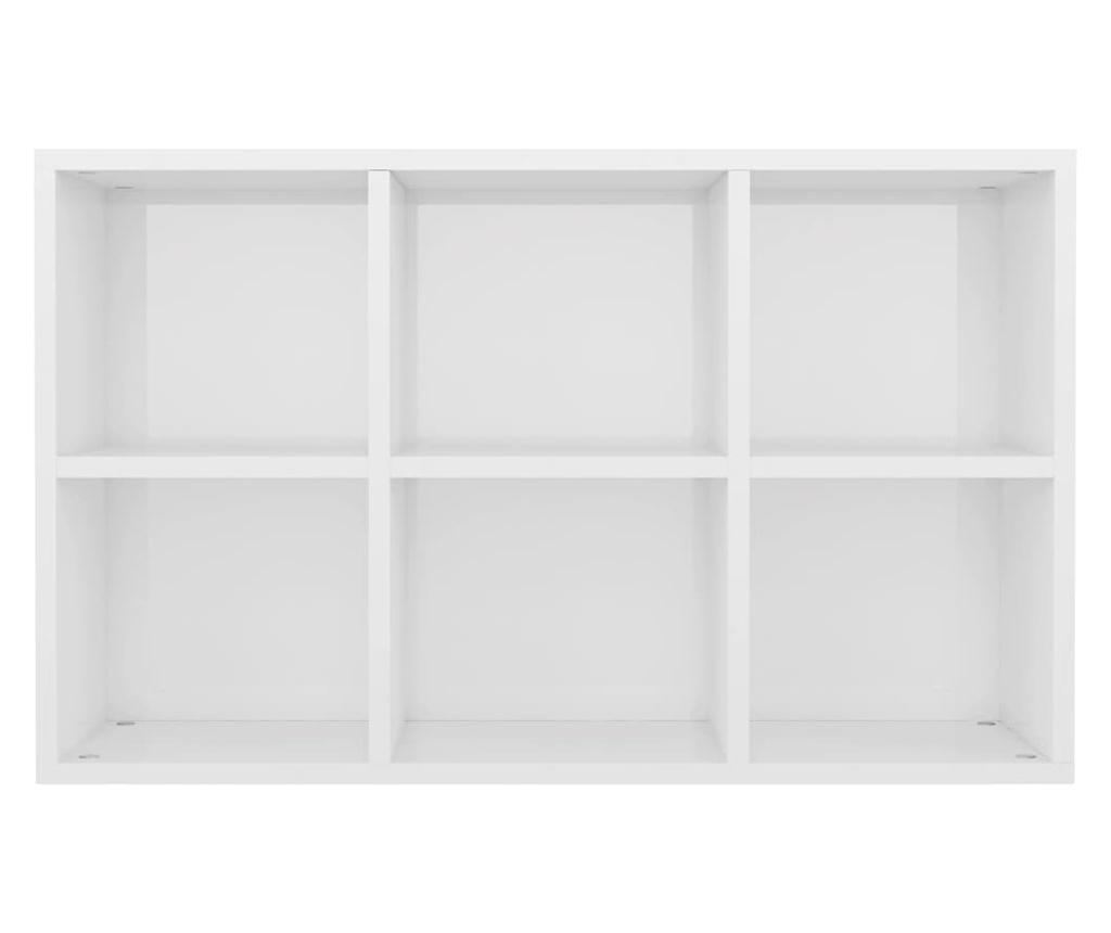 magasfényű fehér forgácslap könyv-/tálalószekrény 66x30x97,8 cm - 12