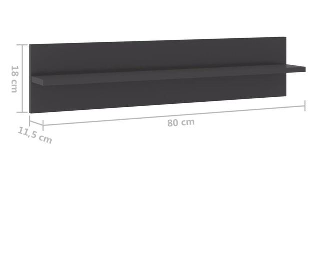 Ραφιέρες Τοίχου 2 τεμ Γυαλιστερό Γκρι 80x11,5x18 εκ Μοριοσανίδα