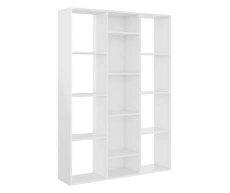 magasfényű fehér térelválasztó/könyvszekrény 100 x 24 x 140 cm