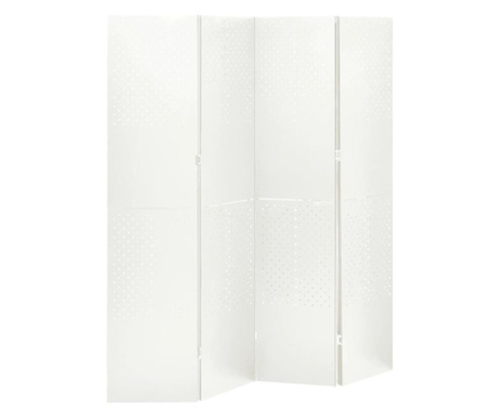 fehér acél 4-paneles térelválasztó 160 x 180 cm