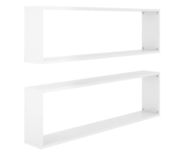2 db magasfényű fehér forgácslap fali kockapolc 100x15x30 cm