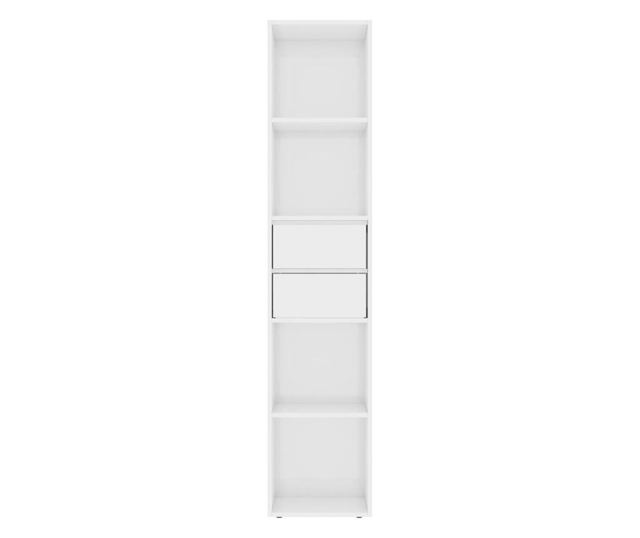 magasfényű fehér forgácslap könyvszekrény 36 x 30 x 171 cm