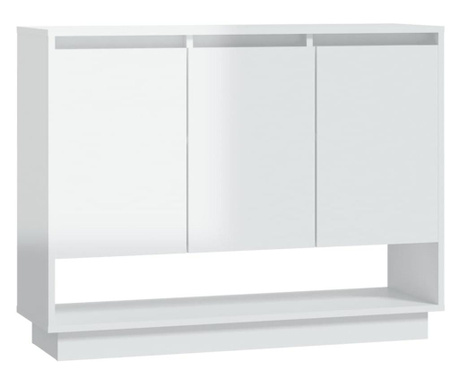 magasfényű fehér forgácslap tálalószekrény 97 x 31 x 75 cm