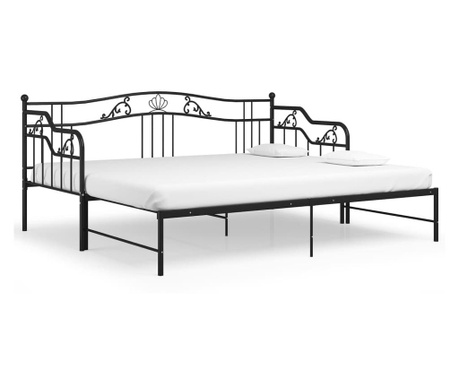 Izvlečni posteljni okvir črn iz kovine 90x200 cm