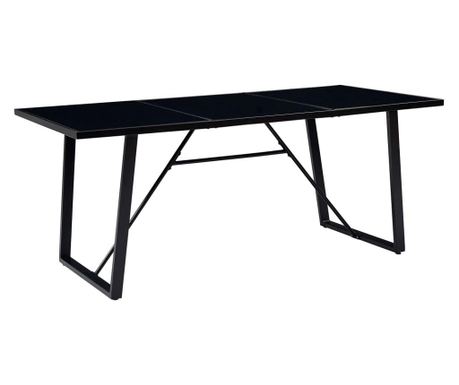 fekete edzett üveg étkezőasztal 180 x 90 x 75 cm