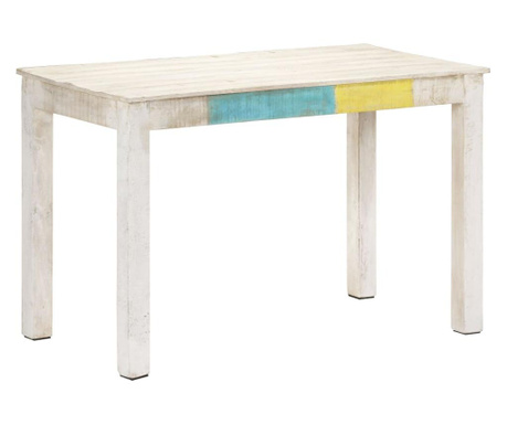 Jedilna miza bela 120x60x76 cm trden mangov les