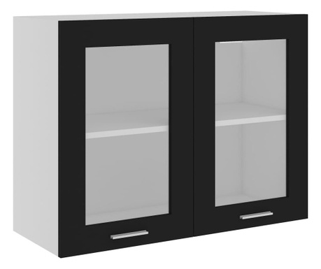 Horní skříňka prosklená černá 80 x 31 x 60 cm dřevotříska