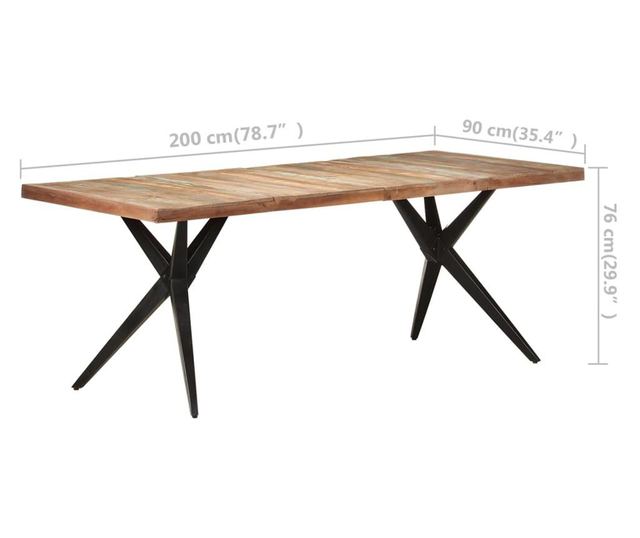 Masă de bucătărie, 200x90x76 cm, lemn masiv reciclat