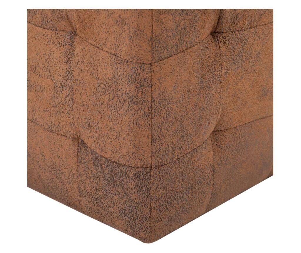Tabure 2 kom smeđi 30 x 30 x 30 cm od umjetne brušene kože - 7