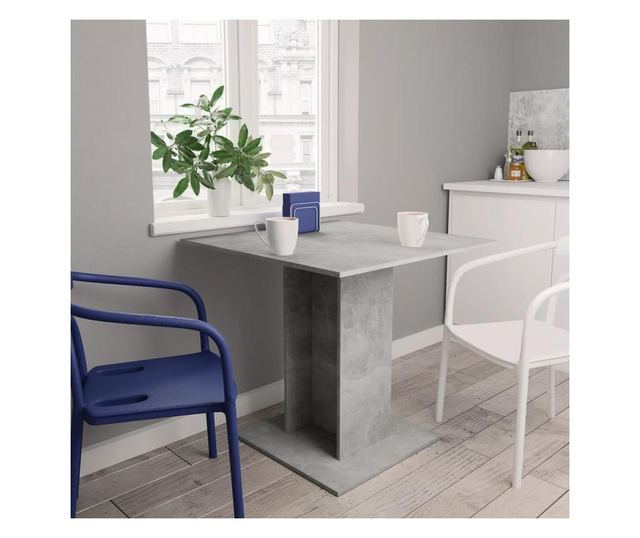 Blagovaonski stol siva boja betona 80 x 80 x 75 cm od iverice