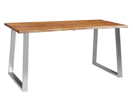 Jedilna miza 160x80x75 cm trden akacijev les in nerjaveče jeklo