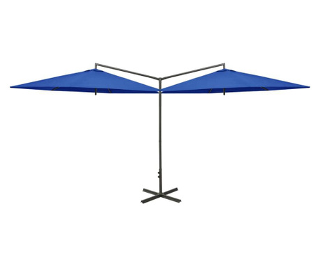 Двоен чадър със стоманен прът, морскосиньо, 600 см