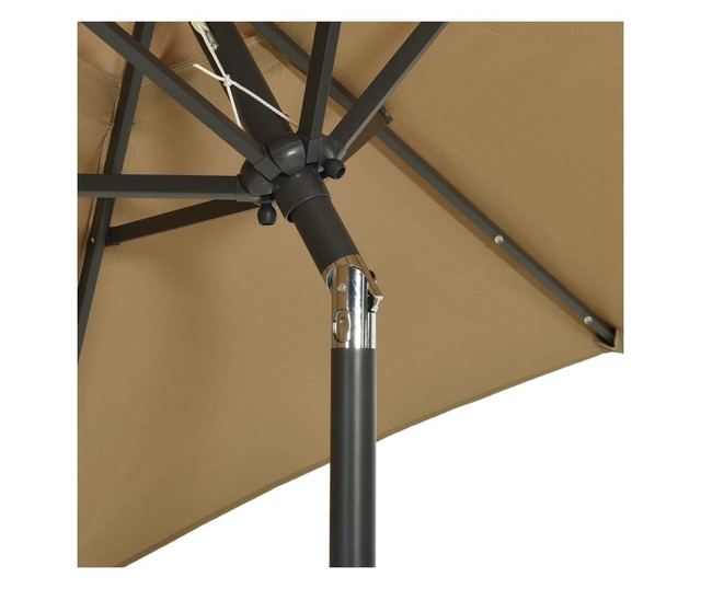 Suncobran s LED svjetlima smeđe-sivi 200 x 211 cm aluminijski