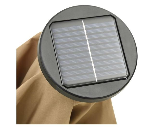 Suncobran s LED svjetlima smeđe-sivi 200 x 211 cm aluminijski