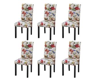 Kuhinjski stoli, 6 kosov, večbarvni, tekstilni material