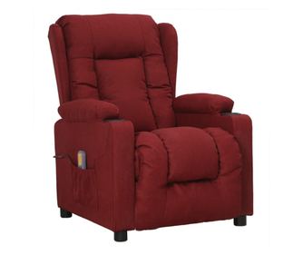 Naslonjač za masažu s nagibom, vinsko crvena, tekstilni materijal