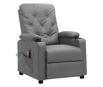 Naslonjač za masažu s nagibom, siva, eko koža