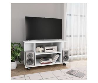 TV komoda s kotačima, bijela, 80 x 40 x 40 cm, iverica