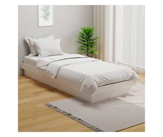 Kis egyszemélyes ágykeret 2FT6 fehér tömör fenyőfa 75x190 cm