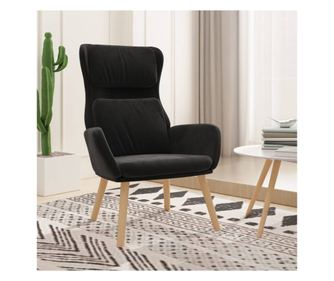 Stolica za opuštanje, crna, baršunasta