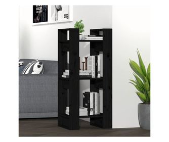 Bibliotecă/Separator cameră, negru, 41x35x91 cm, lemn masiv pin