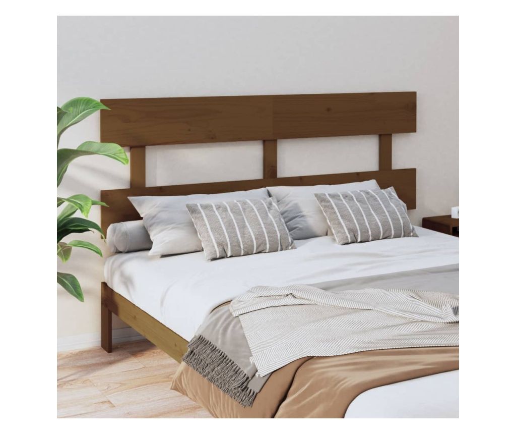 Tăblie de pat, maro miere, 154x3x81 cm, lemn masiv de pin