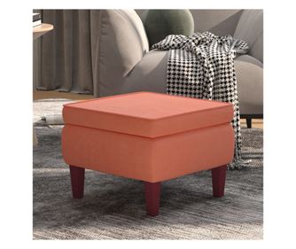 Stol z lesenimi nogami, roza, žamet