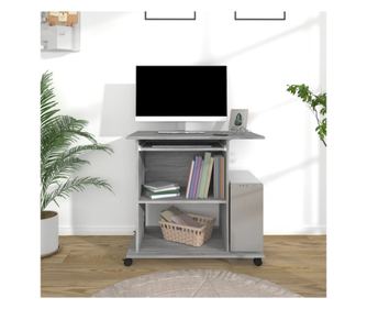 Бюро за компютър, сонома сиво, 80x50x75 см, обработено дърво
