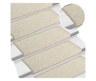 Koberce na schody samolepicí, 15 ks, stříbrné, 65x25 cm