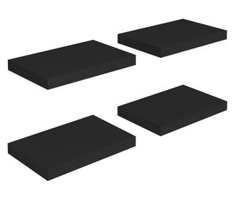 Fali polcok, 4 db, fekete, 40x23x3,8 cm, MDF