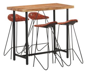 Set barskog namještaja, 5 dijelova, sheesham drvo i prirodna koža