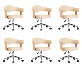 Vrtljivi jedilni stoli 6 kosov krem umetno usnje