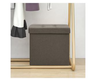 Сгъваема табуретка за съхранение, кафява, имитация на плат