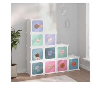 Ormar za pohranu kocka za djecu, 10 kocki, bijela, PP