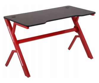 Birou de gaming CN-1918, doua prize pentru cabluri, dimensiuni 120x60x73 cm, negru/rosu