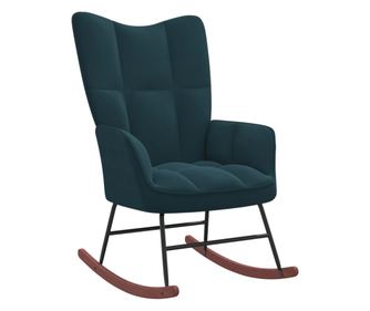 Stolica za ljuljanje plava baršunasta