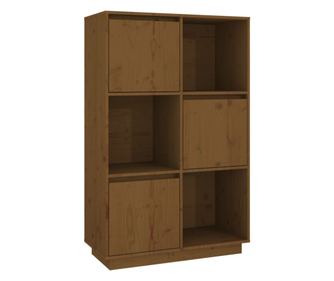 mézbarna tömör fenyőfa magasszekrény 74 x 35 x 117 cm